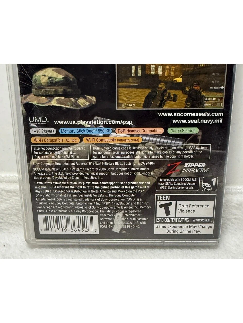 SOCOM U.S. Navy SEALs Fireteam Bravo 2 PSP Complete CIB UMD Game